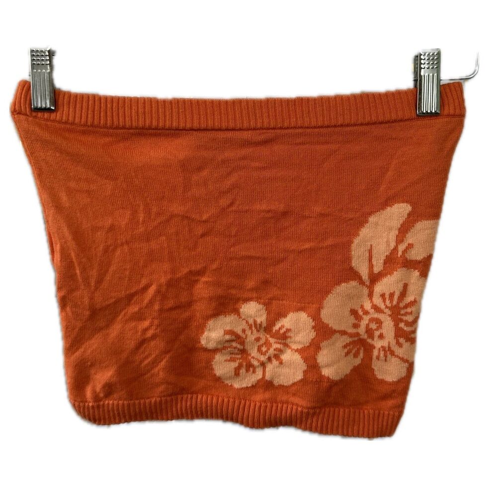 RVCA Women's Floral Strapless Bandeau Stretch Knit Sweater Tube Top M